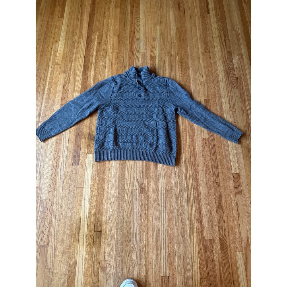 Marc Anthony Mens Grey Pullover Sweater Medium Cotton/Nylon Blend Ribbed Hem & C